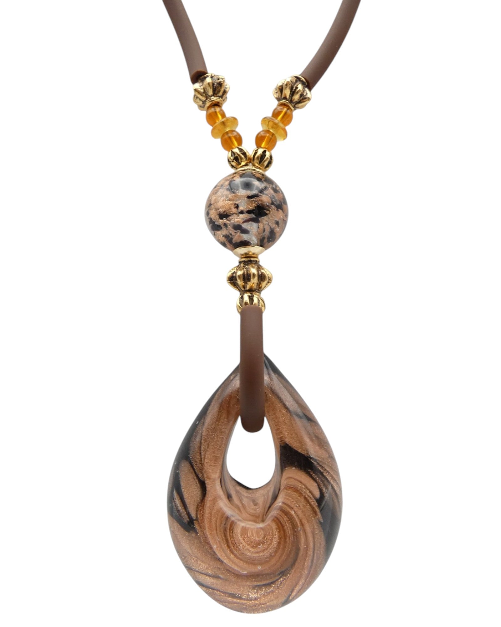 Collana con anima d'acciaio e caucciù con Pendente - Nero Avventurina - Rossi e Rossi - Bottega Rossi e Rossi